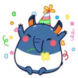 🥳 słoń, uroczy, impreza, święto, zwierzę, naklejka telegram sticker