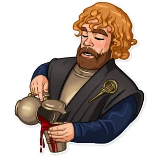 🥴 Tyrion Lannister Game of Thrones Tyrion Lannister, Game of Thrones, vin, boisson, personnage, fantaisie, HBO telegram sticker
