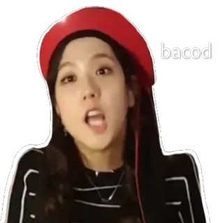 😡 bacod woman, face, expression, red hat, person, meme telegram sticker