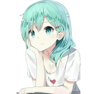 😕 Anime, Mädchen, Süß, Manga, Portrait, Illustration telegram sticker