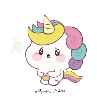 🌈 Unicórnio, Kawaii, Fofo, Animal, Desenho animado, Mágico, Fantasia telegram sticker