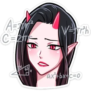 🤯 quỷ, toán học, phương trình, anime, sừng, cô gái whatsapp sticker