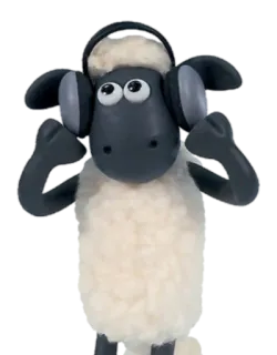 🎵 Shaun the Sheep pecora, cartone animato, cuffie, animale, carino telegram sticker
