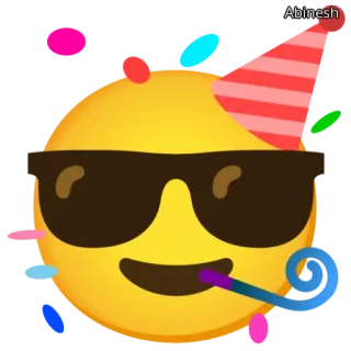 🕶️ Abinesh 絵文字, パーティー, サングラス, お祝い, 帽子, 紙吹雪 telegram sticker