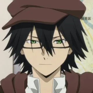 🥀 Ranpo Edogawa Bungou Stray Dogs anime, character, detective, manga, glasses, hat, Ranpo Edogawa telegram sticker