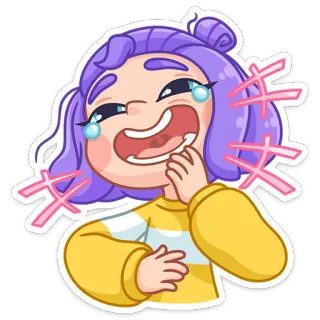 😅 Cartone animato, Ragazza, Ridere, Piangere, Felice, Sticker telegram sticker