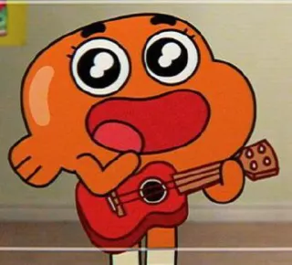🥳 Darwin Watterson The Amazing World of Gumball kartun, animasi, Darwin Watterson, oranye, ikan, ukulele, musik whatsapp sticker