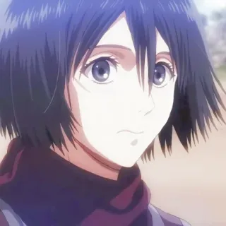 🔖 Mikasa Ackerman Attack on Titan anime, manga, character, girl, portrait, military telegram sticker