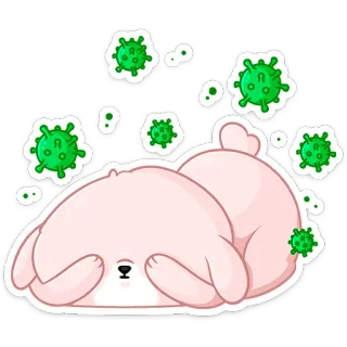 🙈 Dessin animé, Lapin, Malade, Virus, Maladie, Pandémie, Mignon, Animal telegram sticker