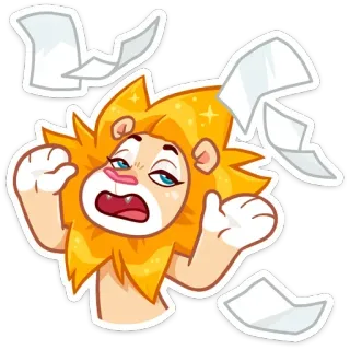 😤 สิงโต, เหนื่อย, หงุดหงิด, กระดาษ, สติกเกอร์, การ์ตูน, หมดแรง telegram sticker