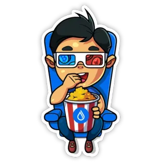 🍿 cinema, film, popcorn, occhiali 3D, cartone animato, intrattenimento, guardare, posto telegram sticker