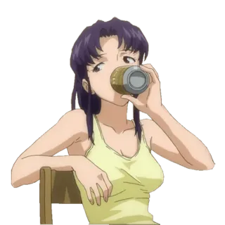 🔷 Misato Katsuragi Neon Genesis Evangelion anime, bevanda, donna, misato, evangelion telegram sticker