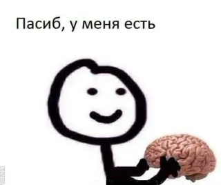 💬 Пасиб, у меня есть спасибо, мозг, человечек, мем, юмор telegram sticker