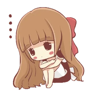 😔 chibi, cute, girl, sad, anime, kawaii telegram sticker
