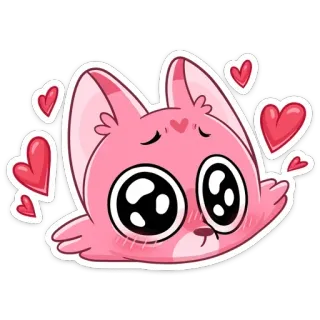 😍 고양이, 하트, 귀여운, 분홍색, 사랑, 동물 telegram sticker