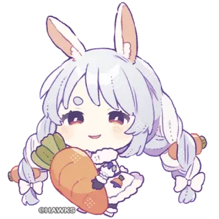 😏 @HAWKS coniglio, carota, chibi, carino, cartone animato whatsapp sticker