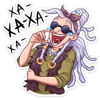 😂 ХА-ХА-ХА penyihir, kartun, tertawa, senang, kacamata, lansia, rambut abu-abu telegram sticker