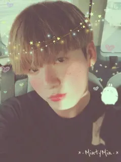 💜 MintyMin เซลฟี่, ประกาย, หัวใจ, น่ารัก, ฟิลเตอร์, วัยรุ่น, ภาพเหมือน whatsapp sticker