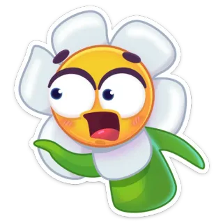 😦 fleur, emoji, dessin animé, sticker, surpris, plante telegram sticker
