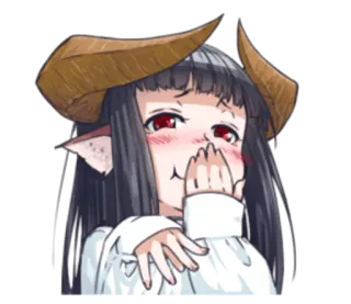 😏 Anime, Mädchen, Hörner, errötend, süß telegram sticker