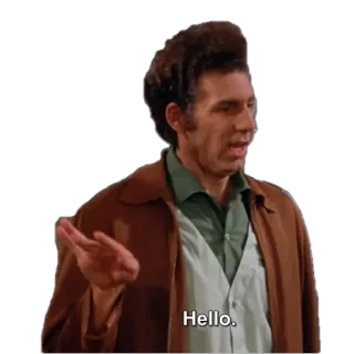 😤 Kramer Seinfeld Hello. seinfeld, kramer, hello, funny, tv show, comedy telegram sticker