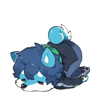 😣 困倦, 动物, 可爱, 狼, 毛茸茸 telegram sticker