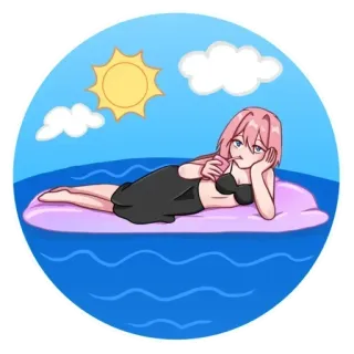 🥵 Аниме, Девушка, Пляж, Лето, Отпуск telegram sticker