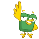 👋 만화, 새, 손 흔들기, 인사 whatsapp sticker