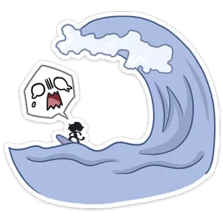 😦 ola, surf, dibujo animado, agua, miedo, océano telegram sticker