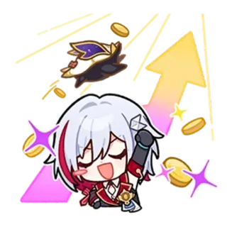 📈 Chibi, Anime, Währung, Pfeil, Feier, Fanart whatsapp sticker