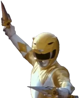 👊 Yellow Power Ranger Power Rangers желтый Могучий Рейнджер, Могучие Рейнджеры, оружие, шлем, меч, Mighty Morphin telegram sticker