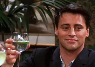 🥂 Joey Friends joey tribbiani, friends, vino, serie tv, matt leblanc, celebración, bebiendo whatsapp sticker