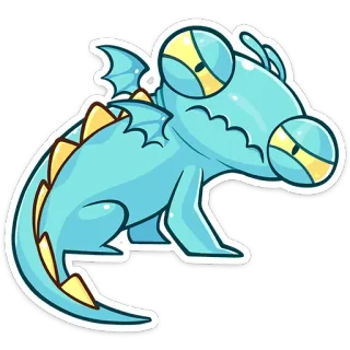 😑 дракон, милый, мультик, монстр, наклейка, фэнтези, иллюстрация telegram sticker