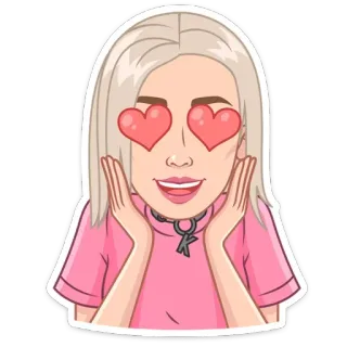 😍 mulher, cabelo loiro, olhos de coração, amor, afeição, desenho animado, adesivo whatsapp sticker