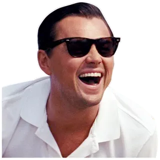 😊 Leonardo DiCaprio leonardo dicaprio, riendo, actor, meme, gafas de sol whatsapp sticker