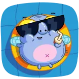 😎 cartoon, pool, character, swimming, relaxing, sunglasses telegram sticker