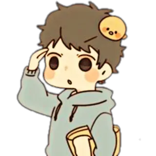 🌨 Cartoon, Junge, niedlich, Chibi, Gruß, Buch, Kawaii telegram sticker