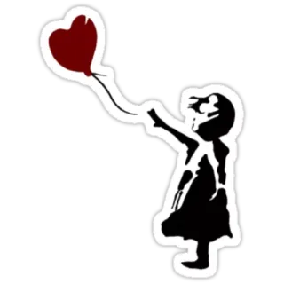 🎈 Banksy, Girl with Balloon, Street art, Stencil, Heart, Balloon, Art telegram sticker