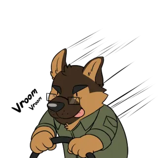 🚙 anthropomorph, Hund, Cartoon, fahren, Brille telegram sticker
