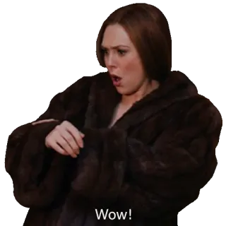 😮 Wow! femme, manteau de fourrure, surpris, wow telegram sticker