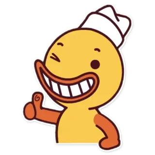 👍 утка, палец вверх, мультфильм, морская шапка, милый telegram sticker