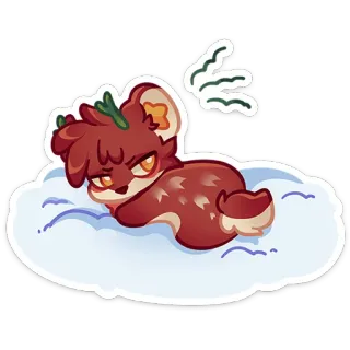 😒 hert, schattig, dier, cartoon, sneeuw, slaperig telegram sticker