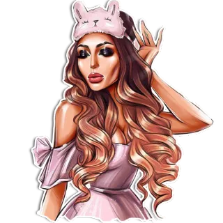 🤤 mujer, retrato, antifaz, glamour, vestido, dibujos animados telegram sticker