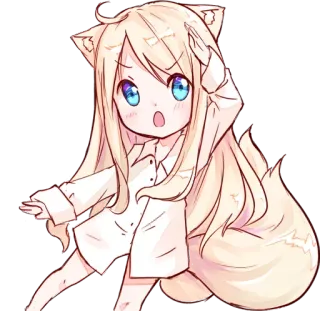 😉 Anime, Chibi, Renard, Mignon, Oreilles de chat whatsapp sticker