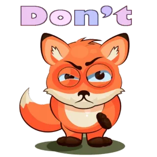 😒 Don't raposa, fofo, animal, desenho animado, laranja, personagem, não, aviso whatsapp sticker