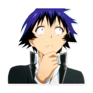 🧐 Anime, Junge, Charakter, Denken, Neugierig, Illustration whatsapp sticker