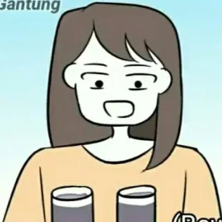 📍 Gantung 漫画, 女性, 飲む, カジュアル telegram sticker