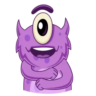 😁 monster, purple, one eye, cartoon, cute telegram sticker