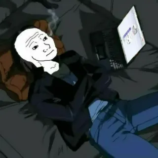 🙁 Wojak, 밈, 외로운, 인터넷, 캐릭터 telegram sticker