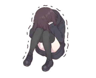 😰 triste, anime, menina, chorando, deprimido, emocional, adolescente whatsapp sticker